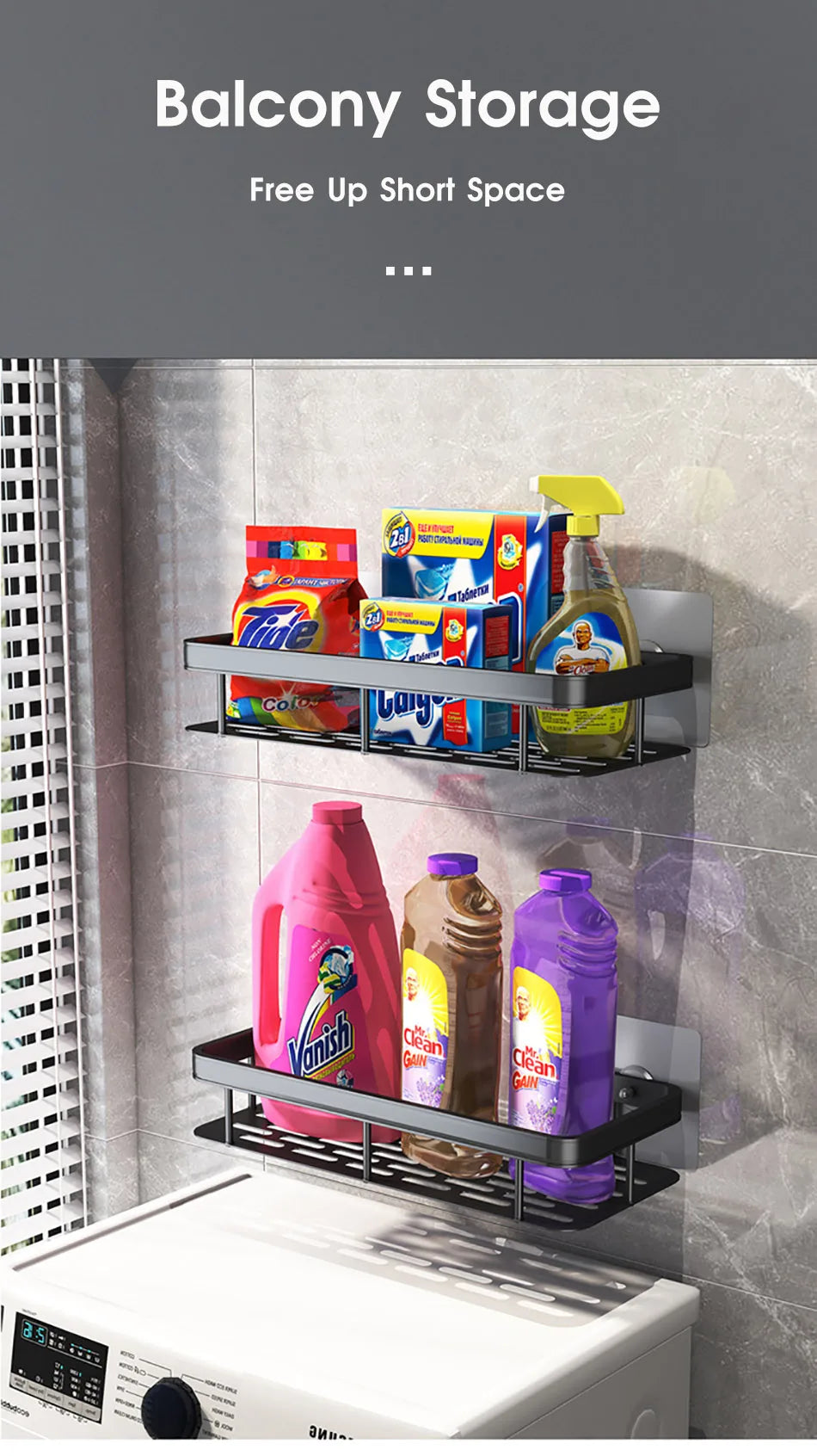 No-Drill Corner Shower Shelf Organizer - Wall-Mounted