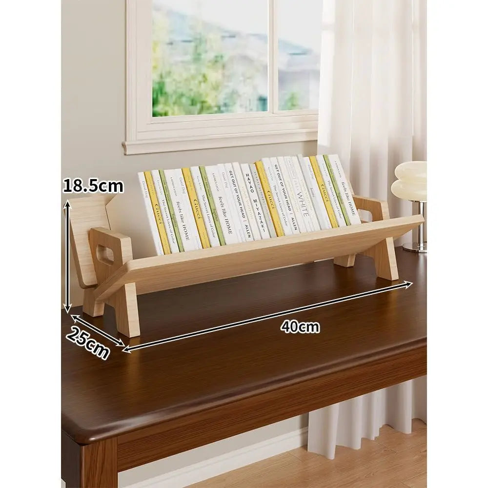 Wood Tilting Desktop Book Rack for Books and Magazines