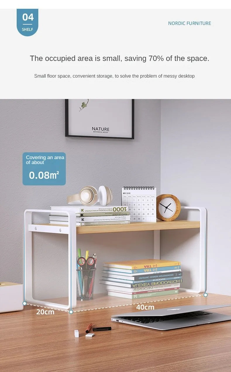 Wood Tiered Desktop Bookshelf for Daily Organization