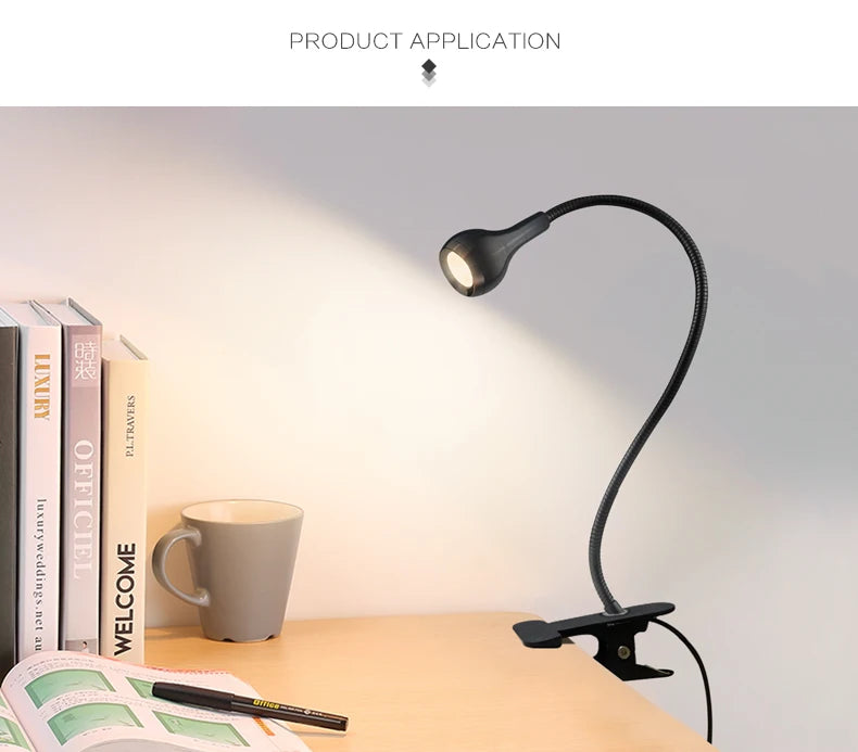 Clip-On Reading Light with Flexible Neck