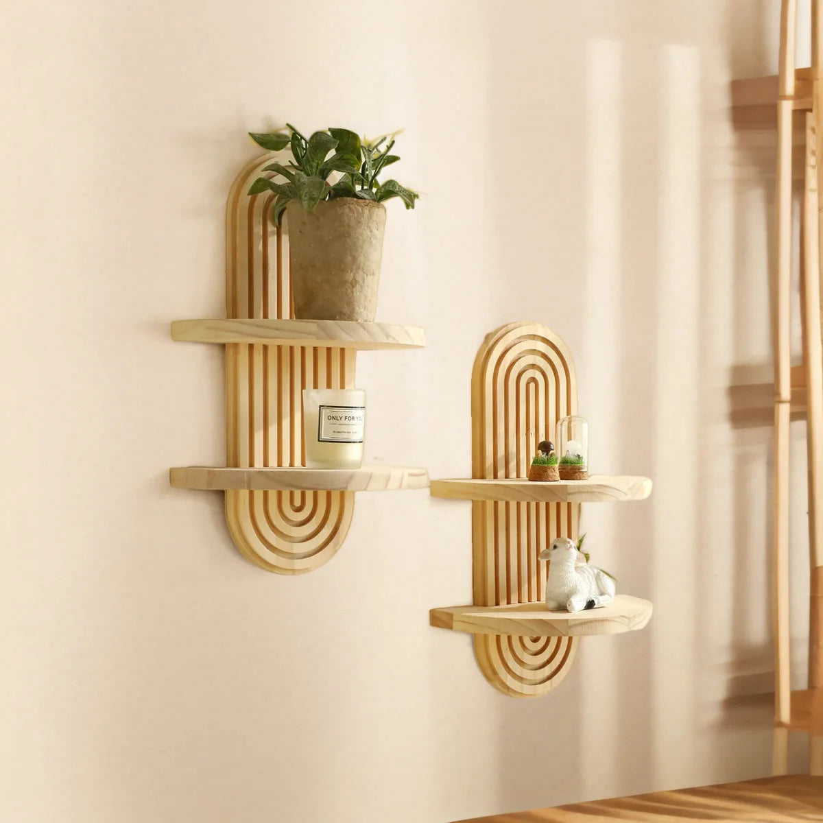Wood Boho Floating Nursery Shelf for Books and Decor