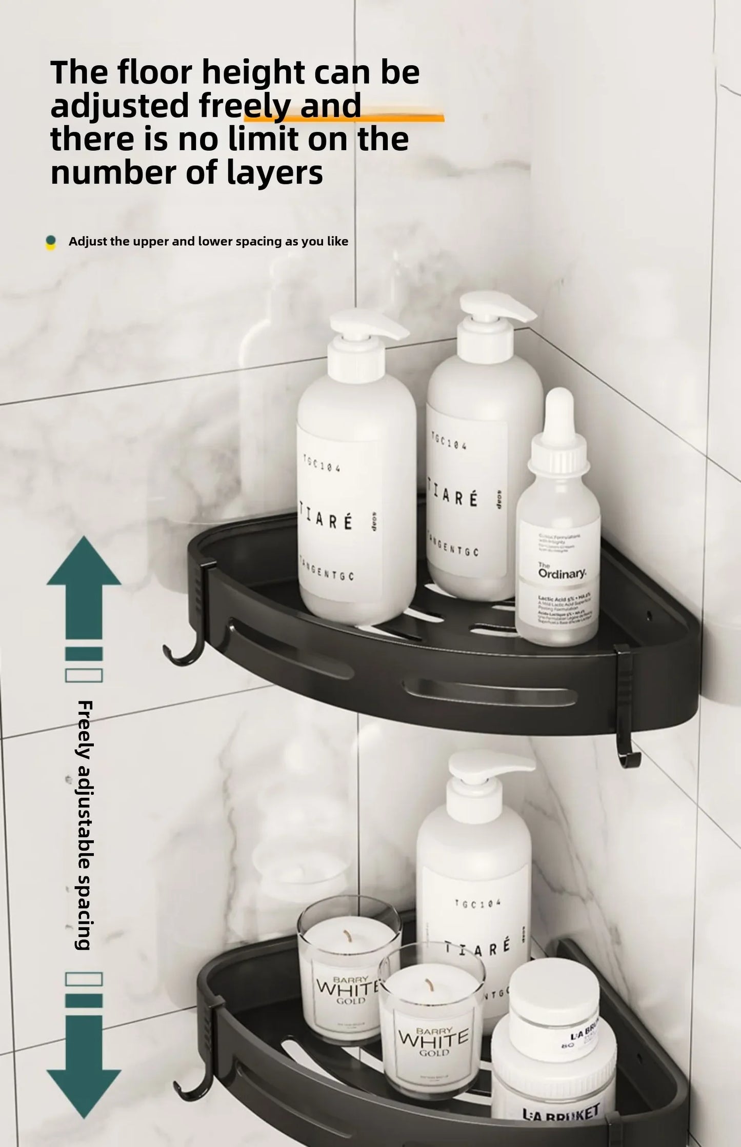 No-Drill Corner Shower Shelf Organizer