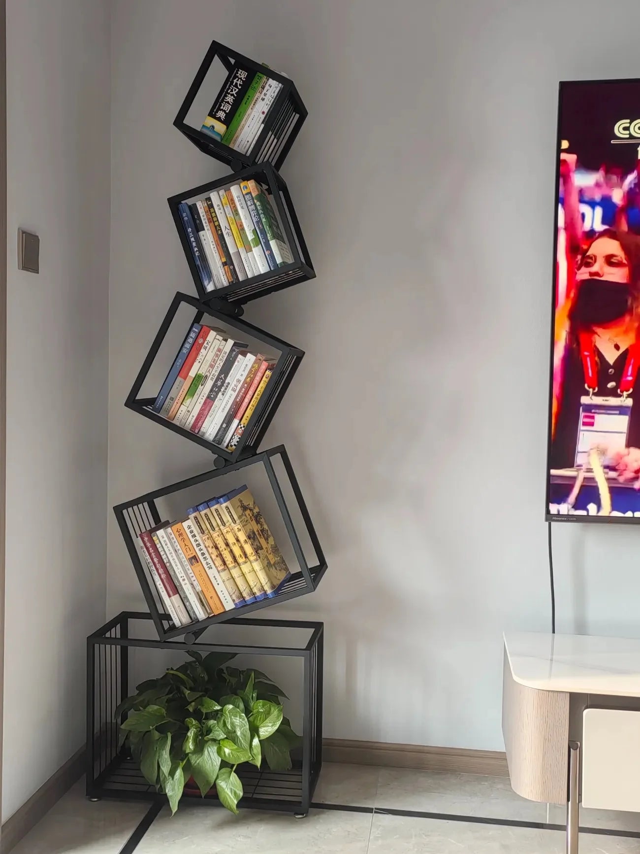 Metal Modern Bookcase Shelf for Home Storage
