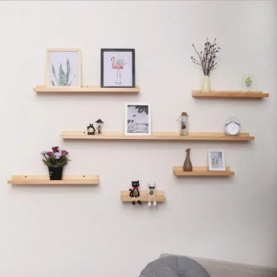 Wood Floating Wall Shelf for Display and Storage - Wall-Mounted