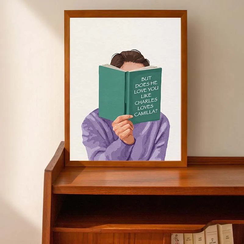 Minimalist Reading Girl Balloon Canvas Wall Print
