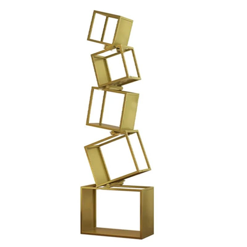Metal Foldable Grid Bookcase for Home Storage