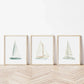Minimalist Coastal Sailboat Canvas Wall Print