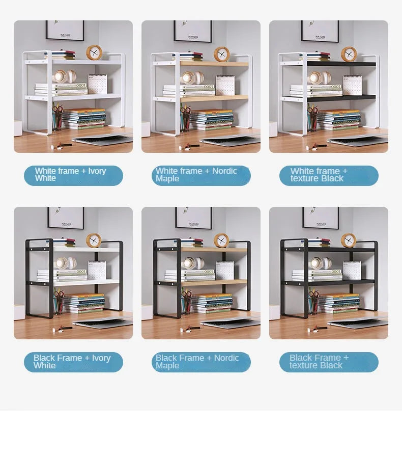 Wood Tiered Desktop Bookshelf for Daily Organization