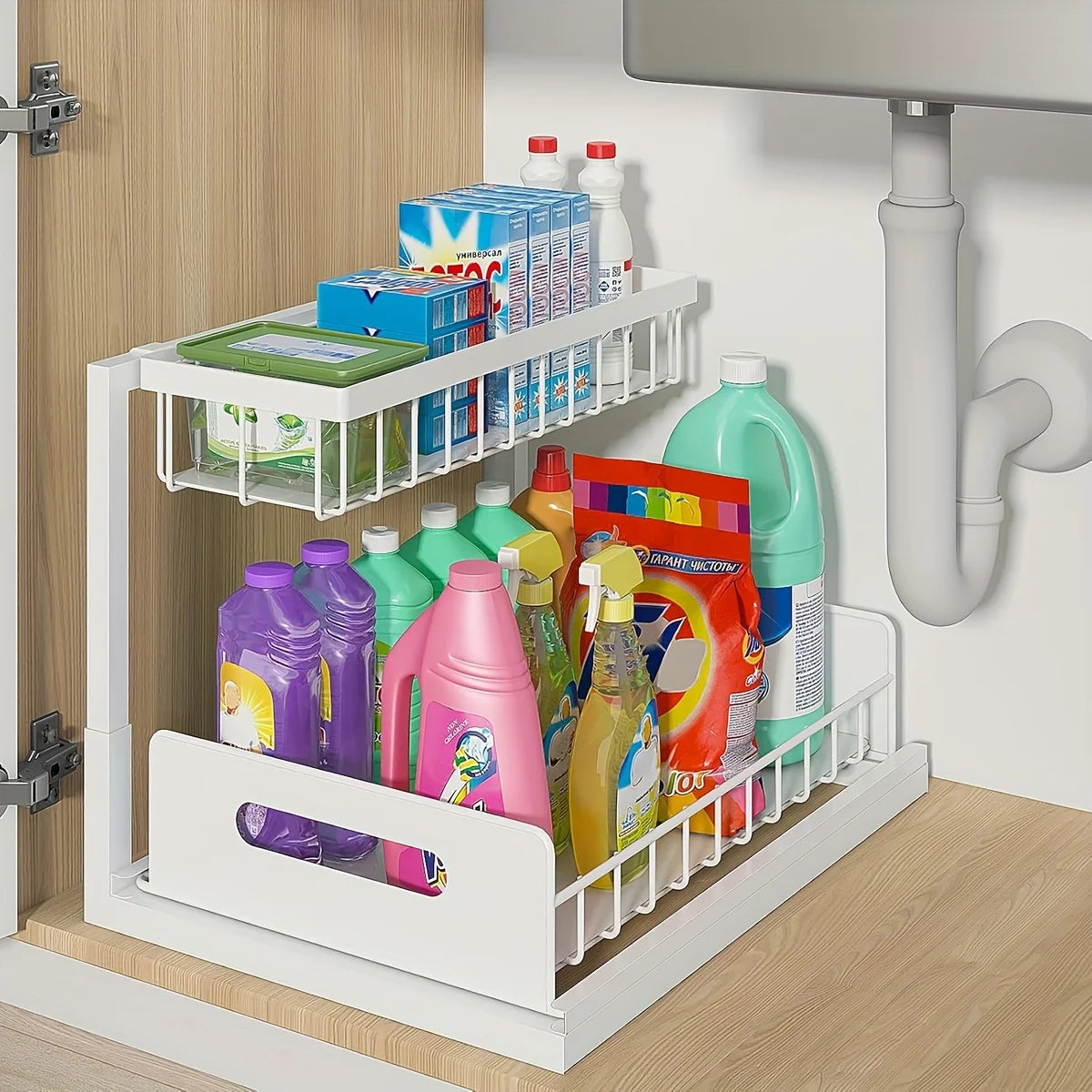 Sliding Under-Sink Organizer Rack