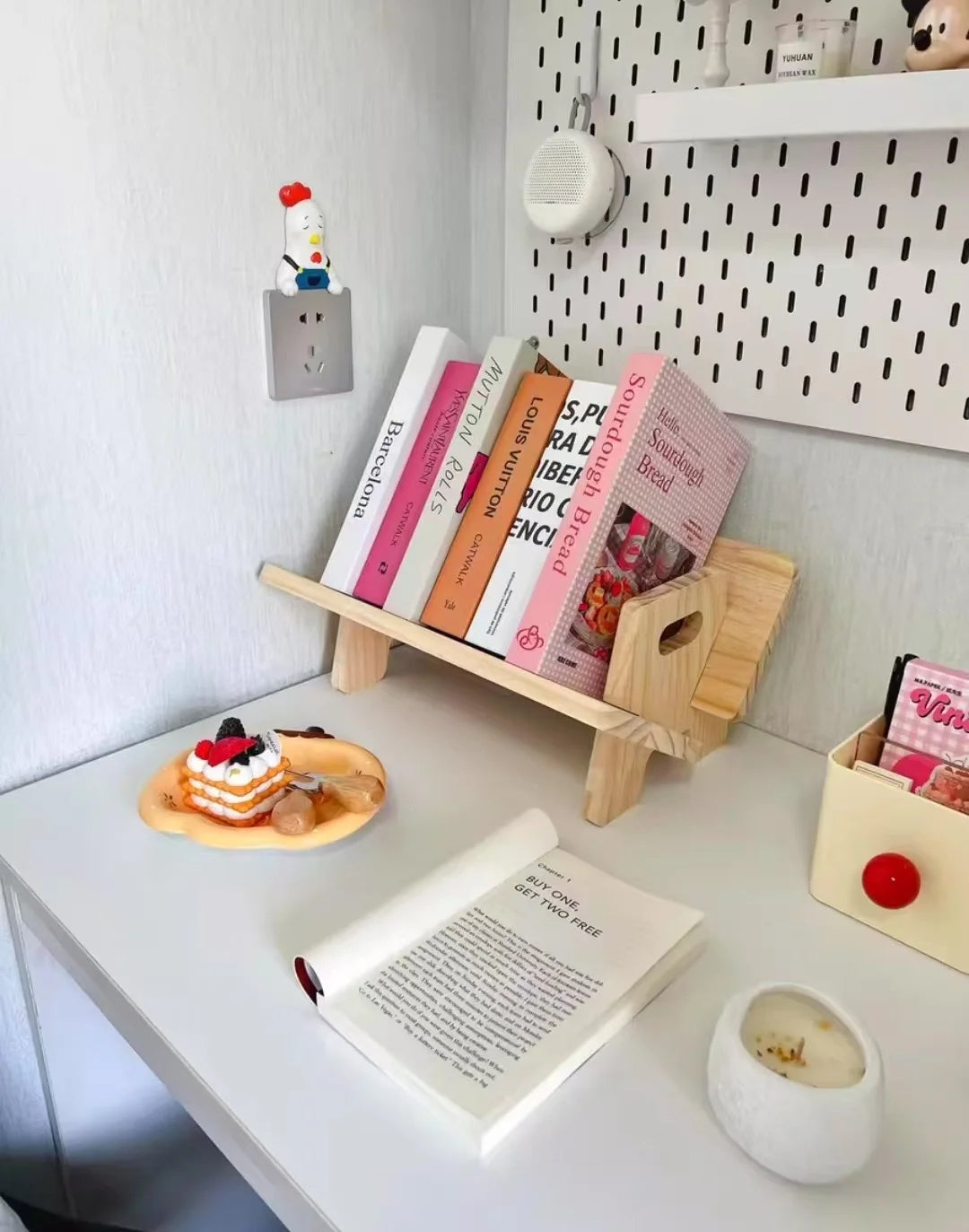 Wood Tilting Desktop Book Rack for Books and Magazines