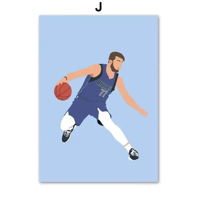 Minimalist Basketball Portrait Canvas Wall Print