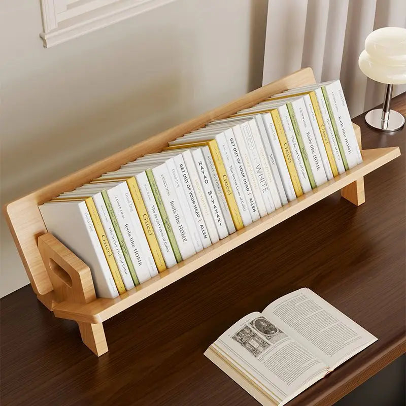 Wood Tilting Desktop Book Rack for Books and Magazines
