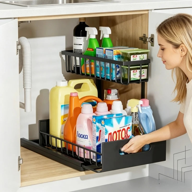 Sliding Under-Sink Organizer Rack - Under-Sink