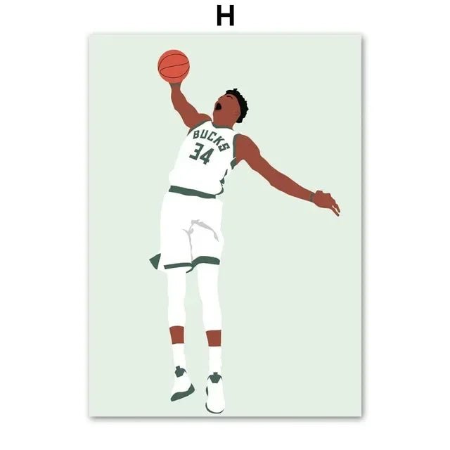 Minimalist Basketball Portrait Canvas Wall Print