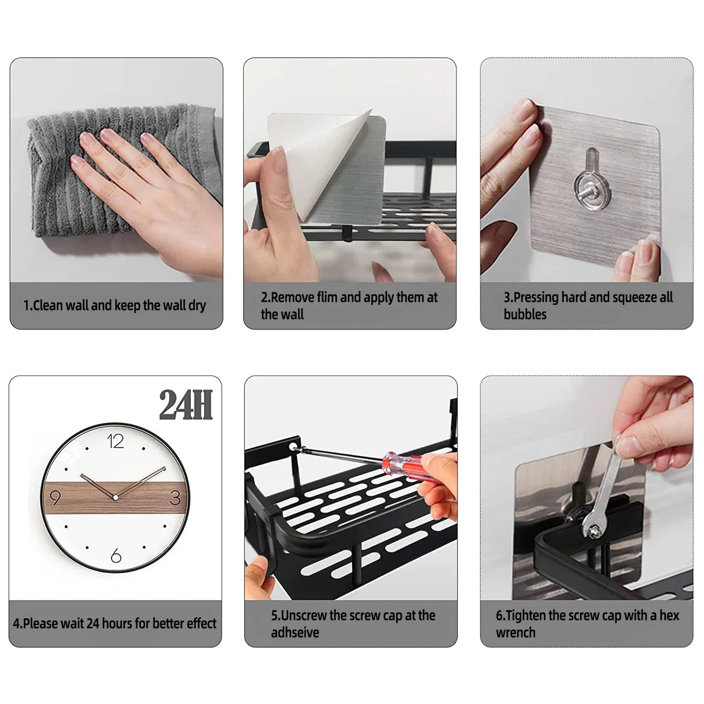 No-Drill Corner Shower Shelf Organizer - Wall-Mounted