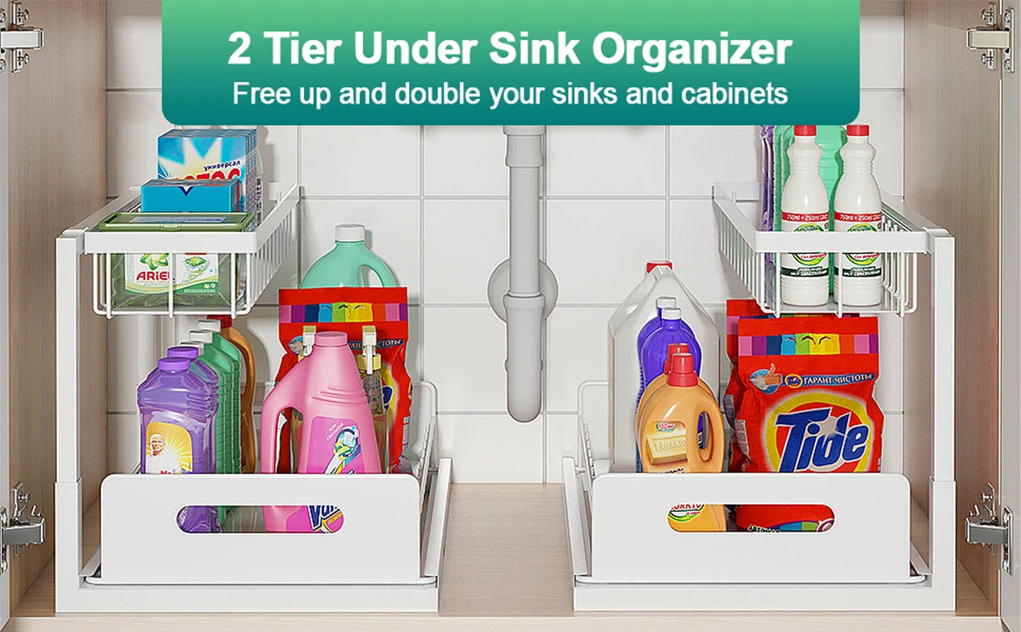 Sliding Under-Sink Organizer Rack - Under-Sink