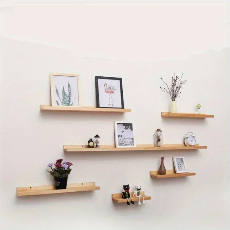 Wood Floating Wall Shelf for Display and Storage - Wall-Mounted