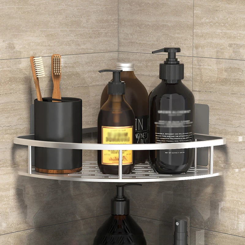 No-Drill Corner Shower Shelf Organizer - Wall-Mounted
