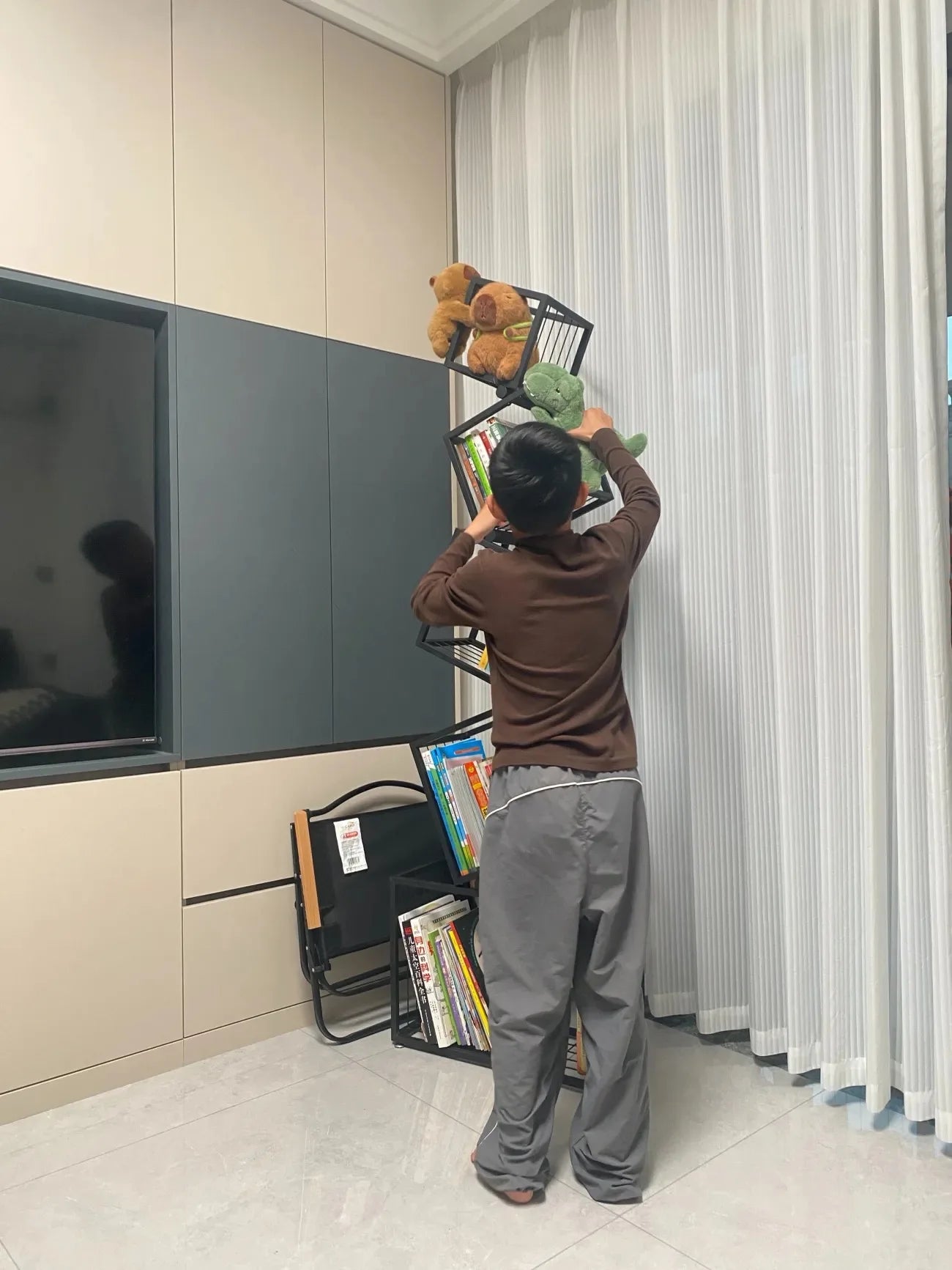 Metal Modern Bookcase Shelf for Home Storage