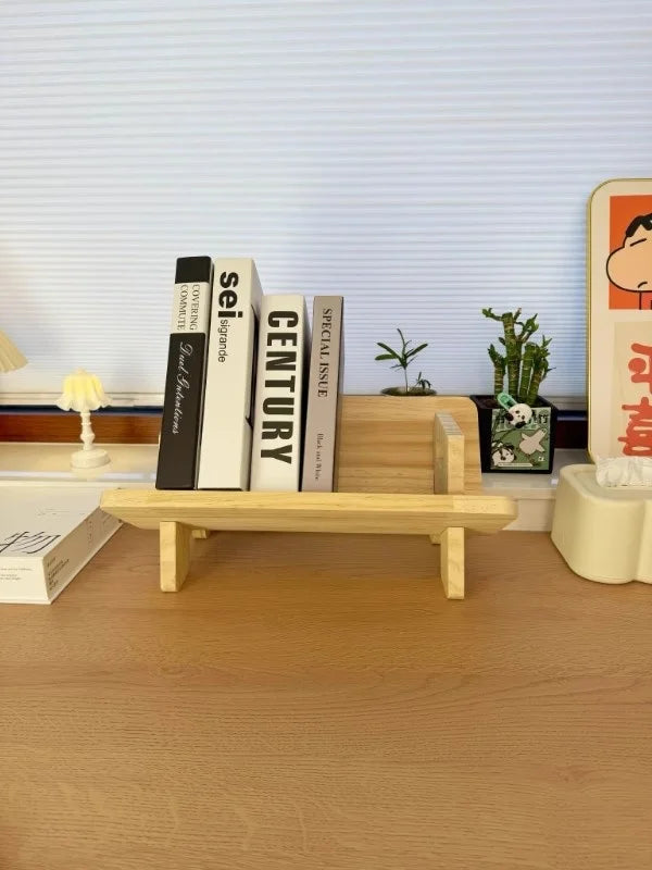 Wood Tilting Desktop Book Rack for Books and Magazines