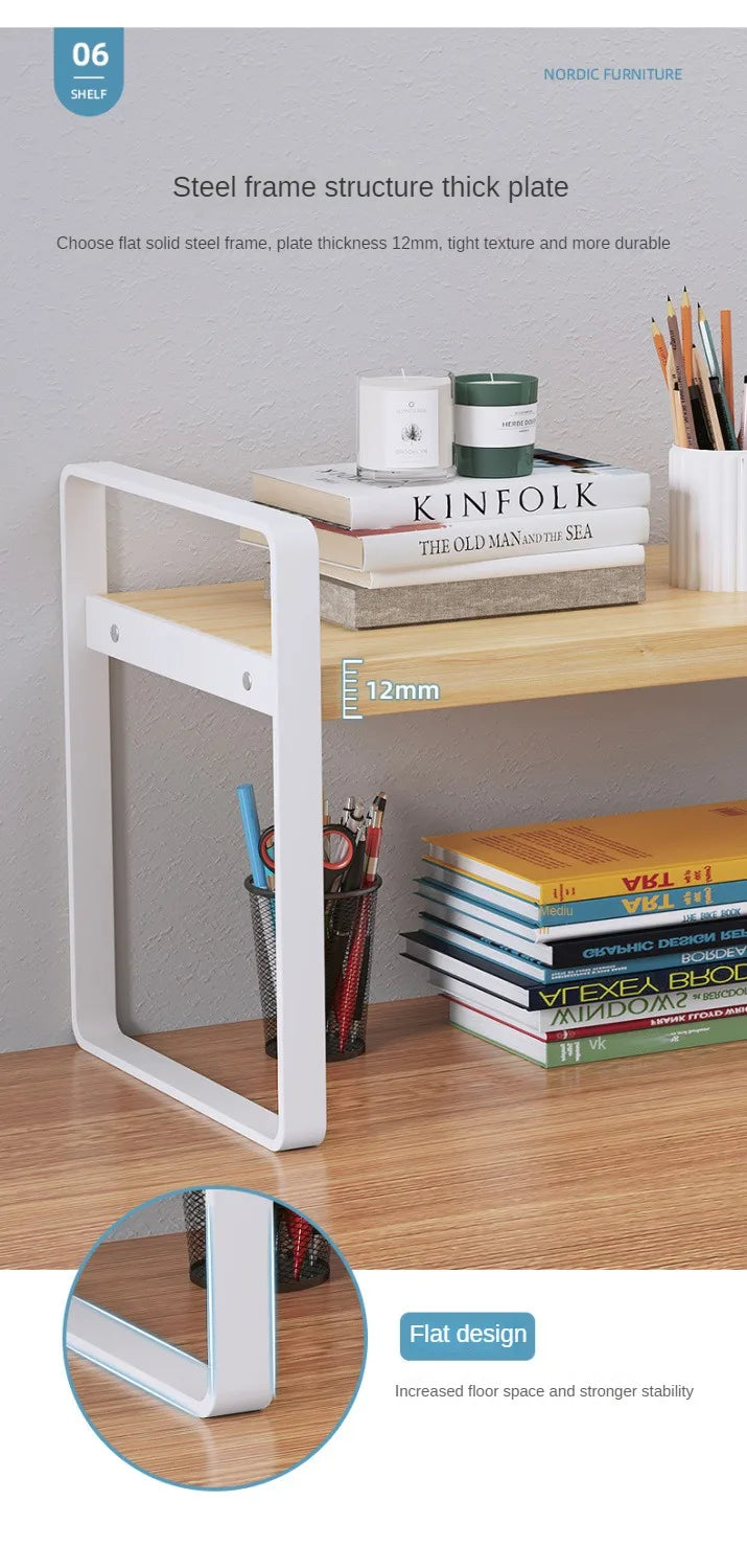 Wood Tiered Desktop Bookshelf for Daily Organization