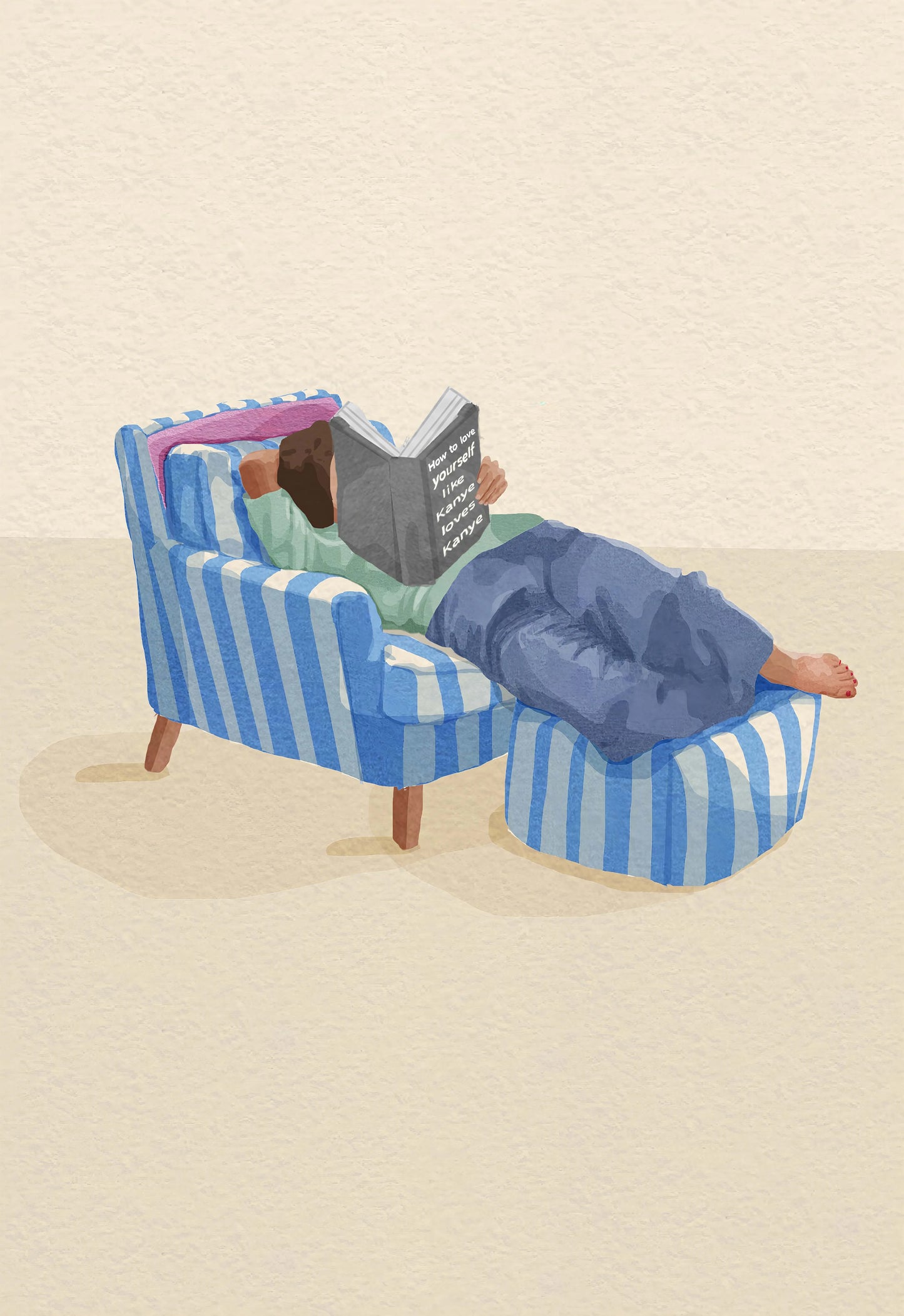 Minimalist Reading Girl Balloon Canvas Wall Print