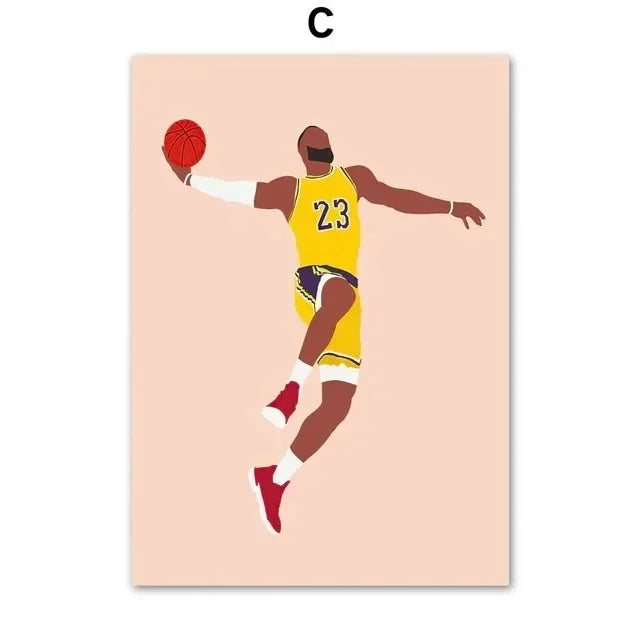 Minimalist Basketball Portrait Canvas Wall Print