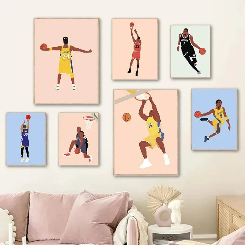 Minimalist Basketball Portrait Canvas Wall Print