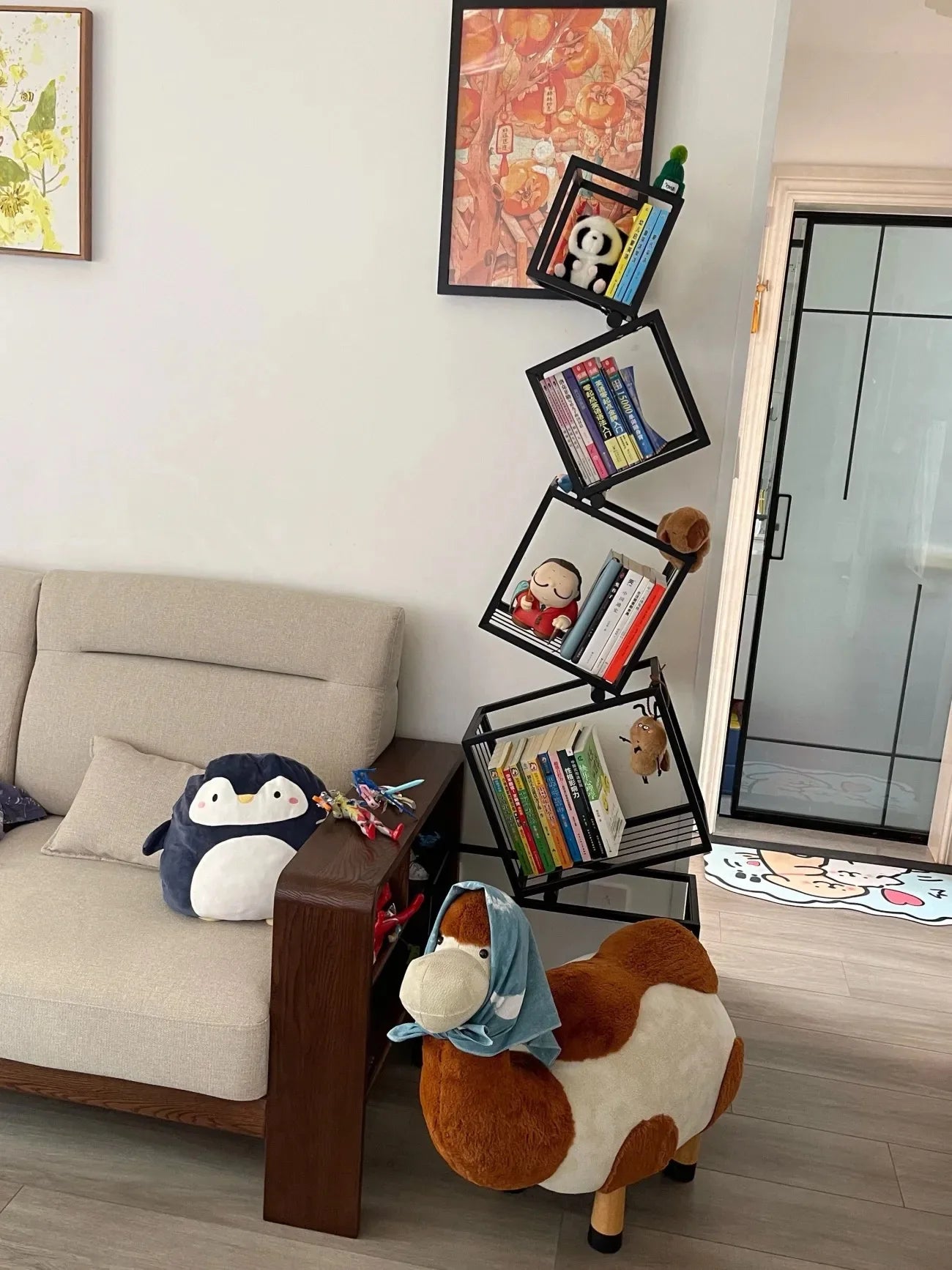 Metal Modern Bookcase Shelf for Home Storage
