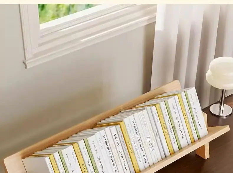 Wood Tilting Desktop Book Rack for Books and Magazines