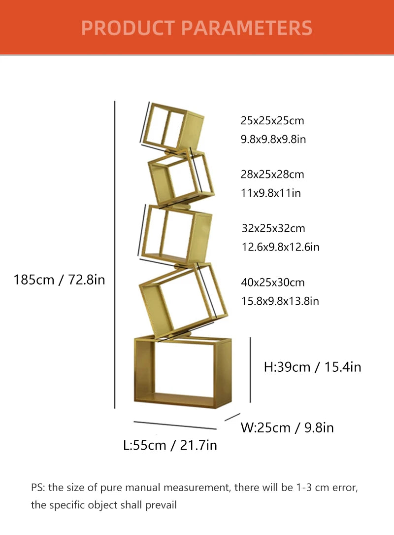 Metal Foldable Grid Bookcase for Home Storage