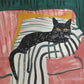 Minimalist Cat Illustration Canvas Wall Print