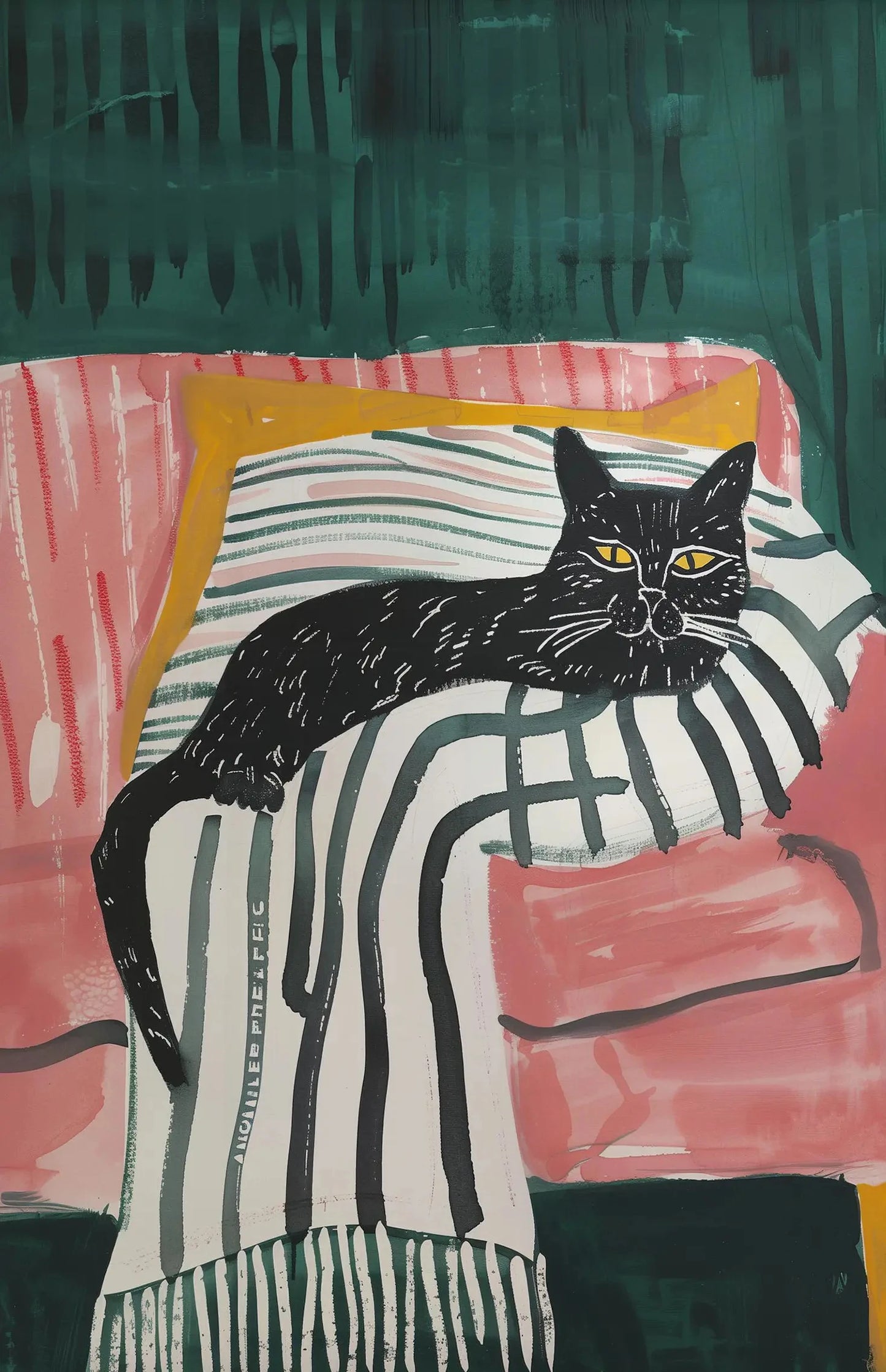 Minimalist Cat Illustration Canvas Wall Print