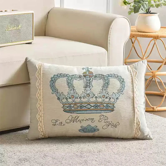 Embroidered Chenille Lumbar Pillow Cover