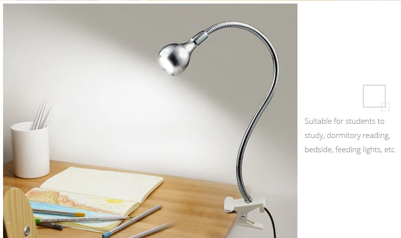 Clip-On Reading Light with Flexible Neck