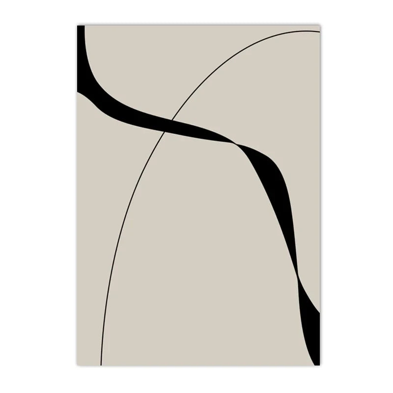 Minimalist Black and White Abstract Canvas Wall Print