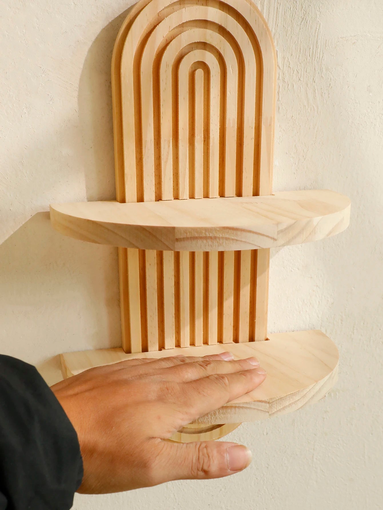 Wood Boho Floating Nursery Shelf for Books and Decor