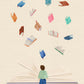 Minimalist Reading Girl Balloon Canvas Wall Print