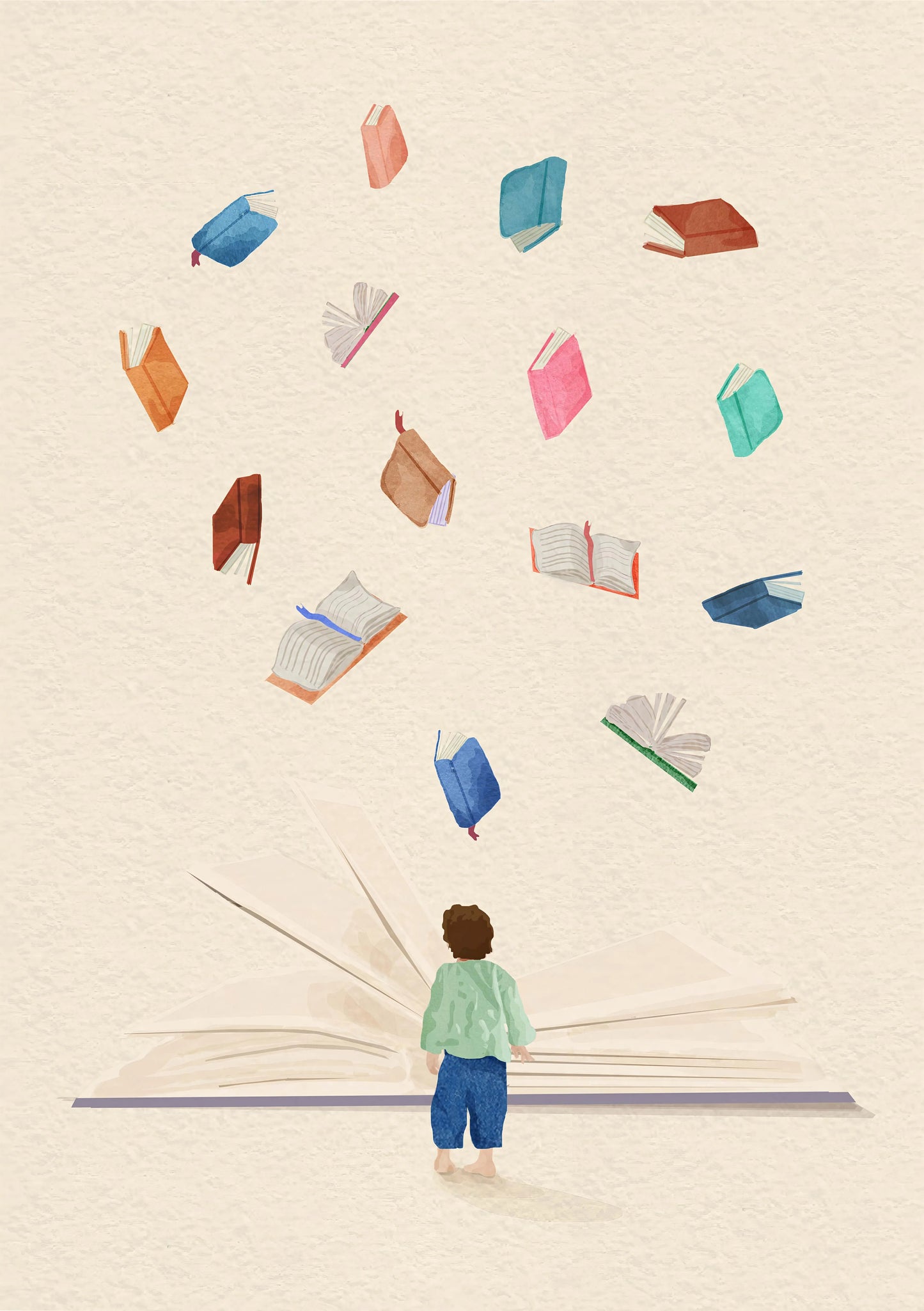 Minimalist Reading Girl Balloon Canvas Wall Print