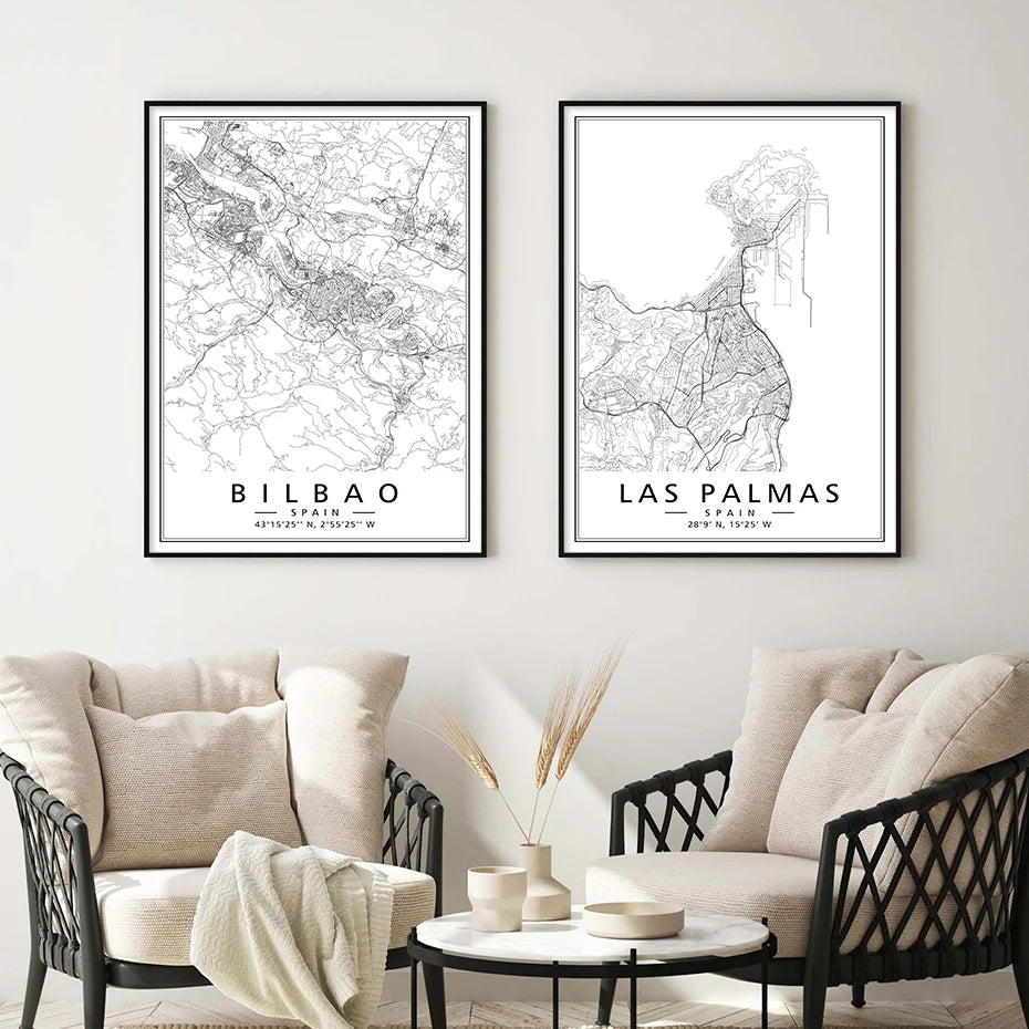 Minimalist Decorative Wall Map Wall Print