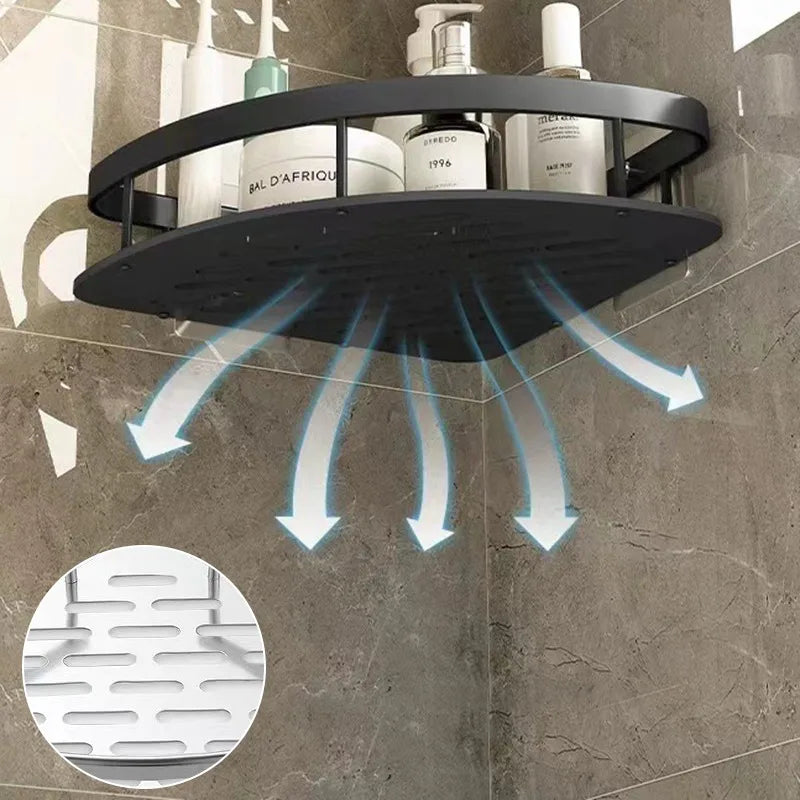 No-Drill Corner Shower Shelf Organizer - Wall-Mounted