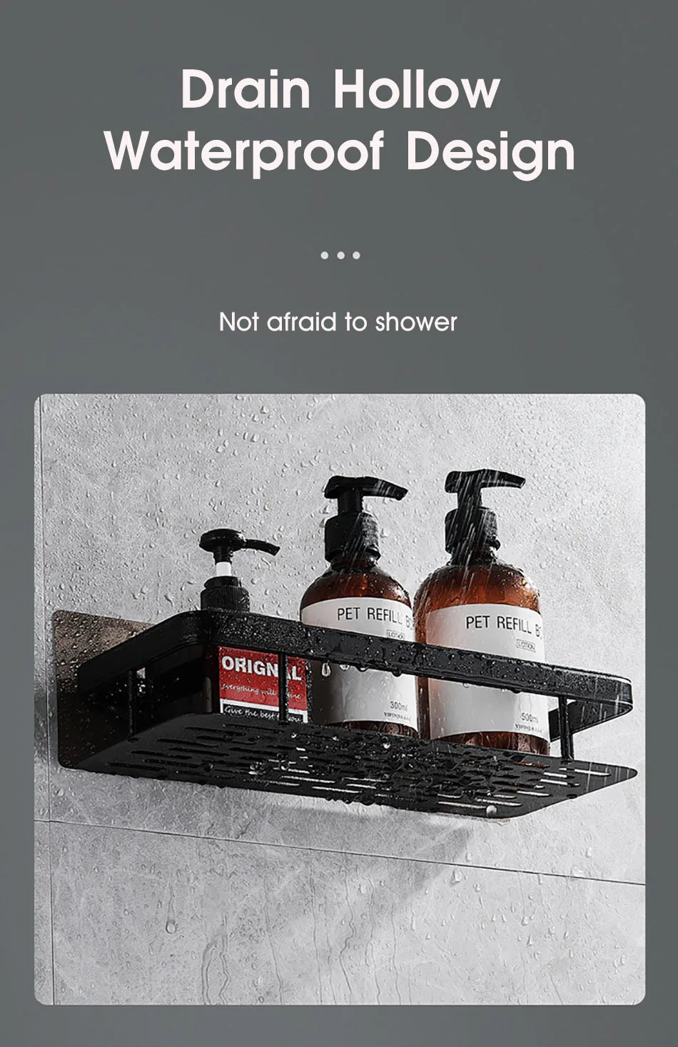 No-Drill Corner Shower Shelf Organizer - Wall-Mounted
