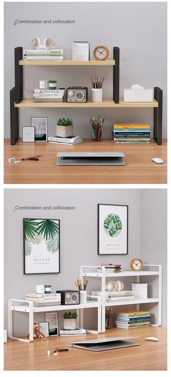 Wood Tiered Desktop Bookshelf for Daily Organization