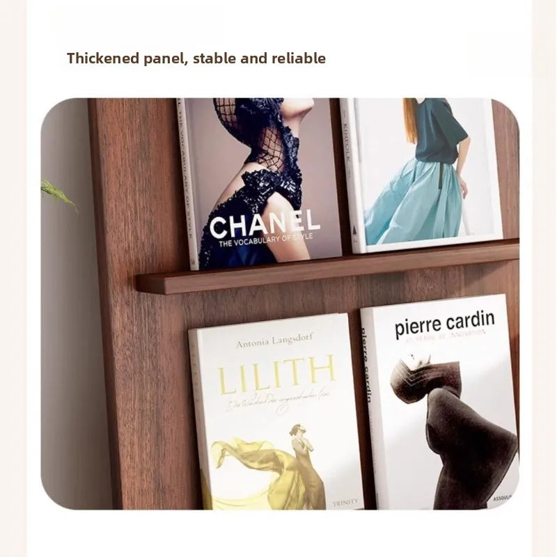 Wood Floor-Standing Book Rack for Magazines and Decor