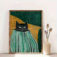 Minimalist Cat Illustration Canvas Wall Print