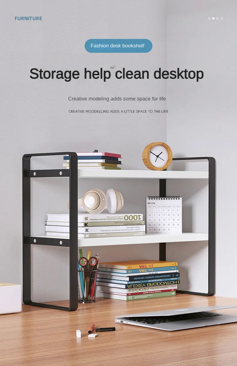 Wood Tiered Desktop Bookshelf for Daily Organization