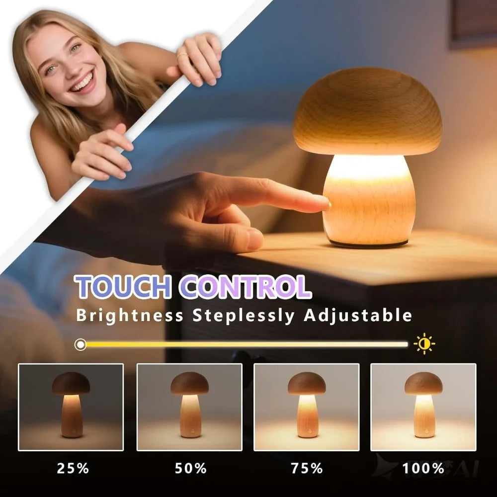 Mushroom Table Lamp with Touch Dimming - Nursery