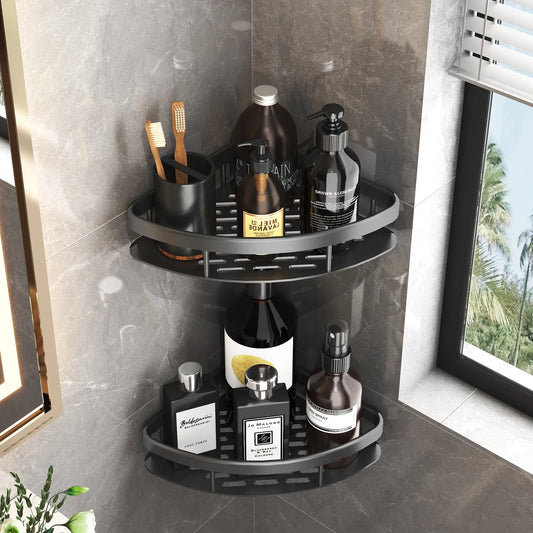 No-Drill Corner Shower Shelf Organizer - Wall-Mounted