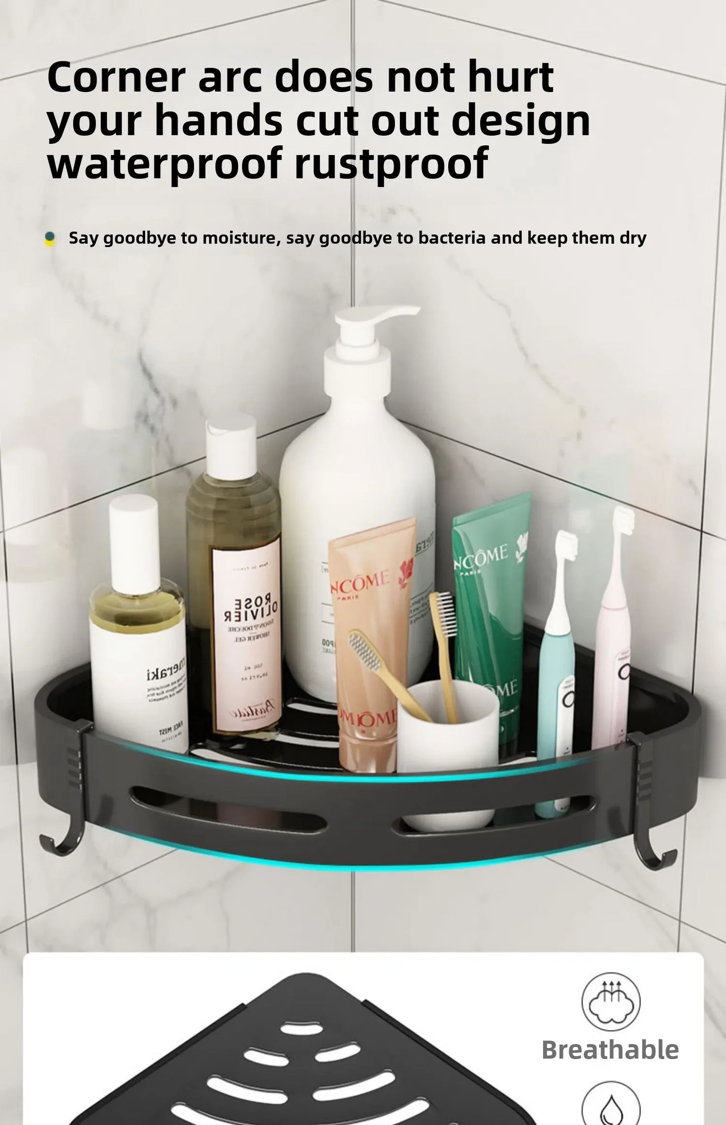 No-Drill Corner Shower Shelf Organizer