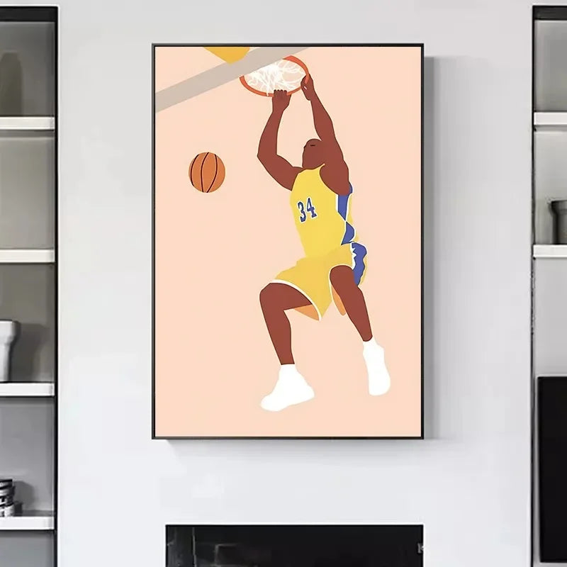 Minimalist Basketball Portrait Canvas Wall Print